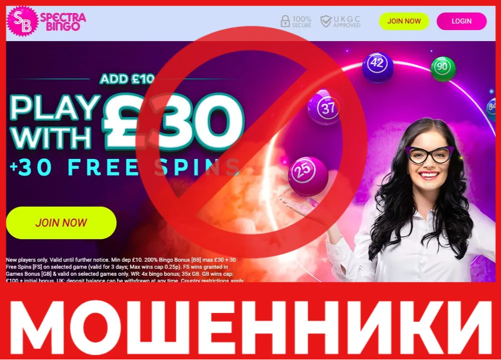 Spectra Bingo лицевая сторона скрин