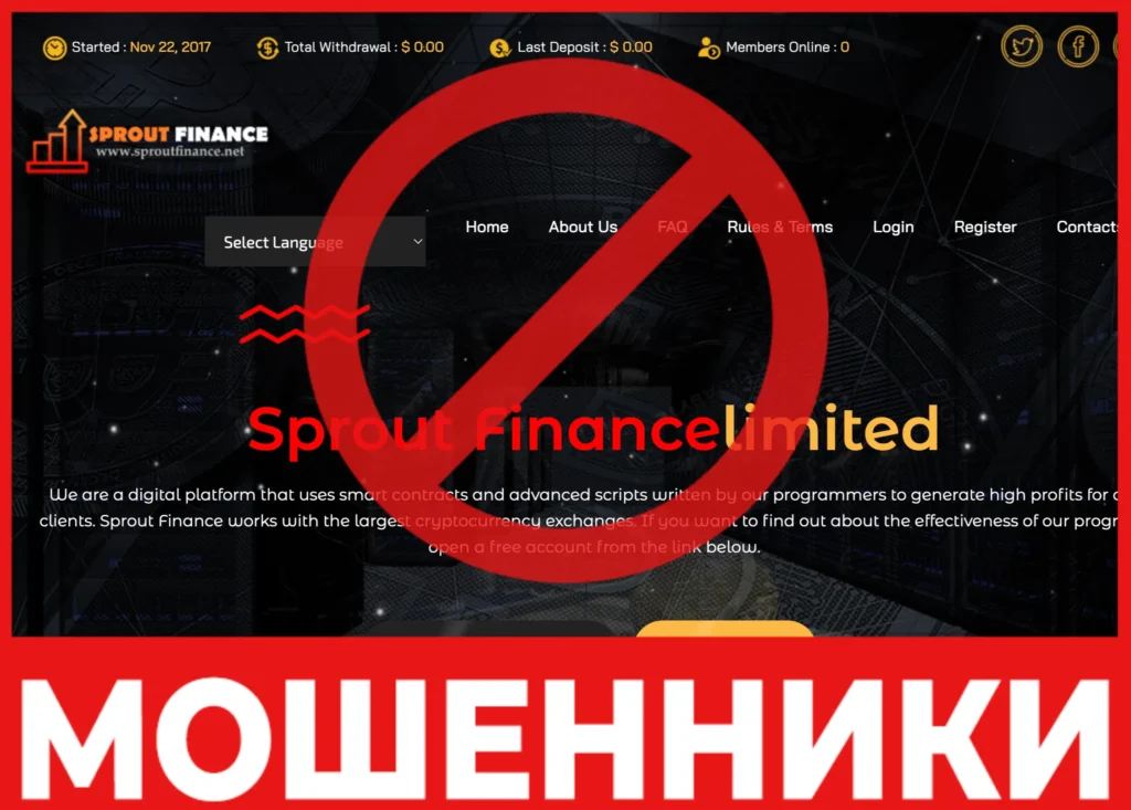 Sprout Finance лицевая сторона скрин