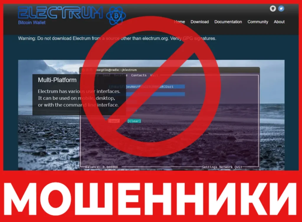 Electrum лицевая сторона скрин